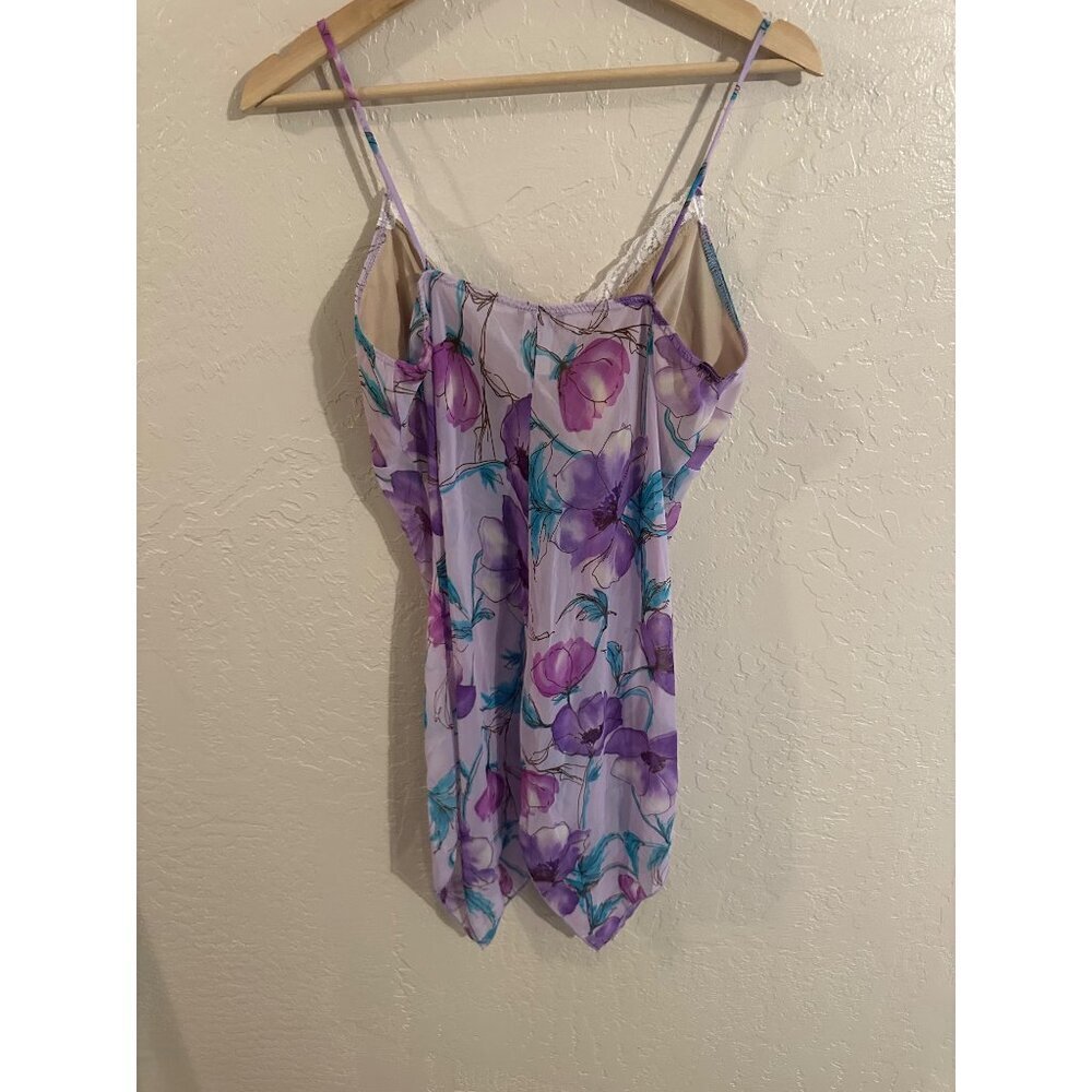 Y Vintage Sunny USA Purple Floral Whimsical Asymmetrical Top - Picture 8 of 8